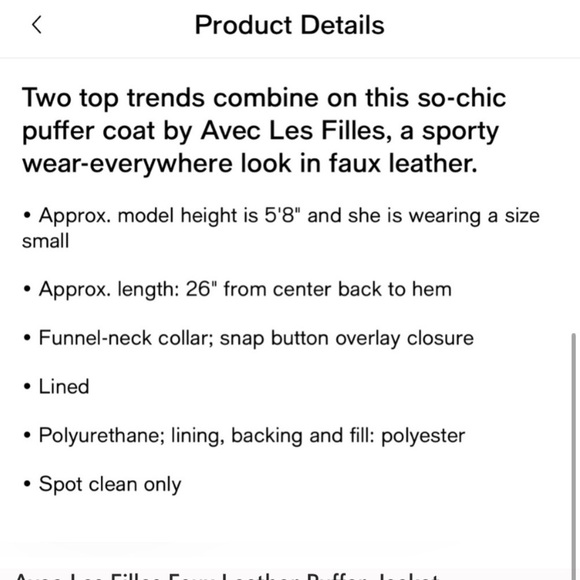 Avec Les Filles Faux Leather Puffer Jacket Sz XL NEW - Picture 3 of 6